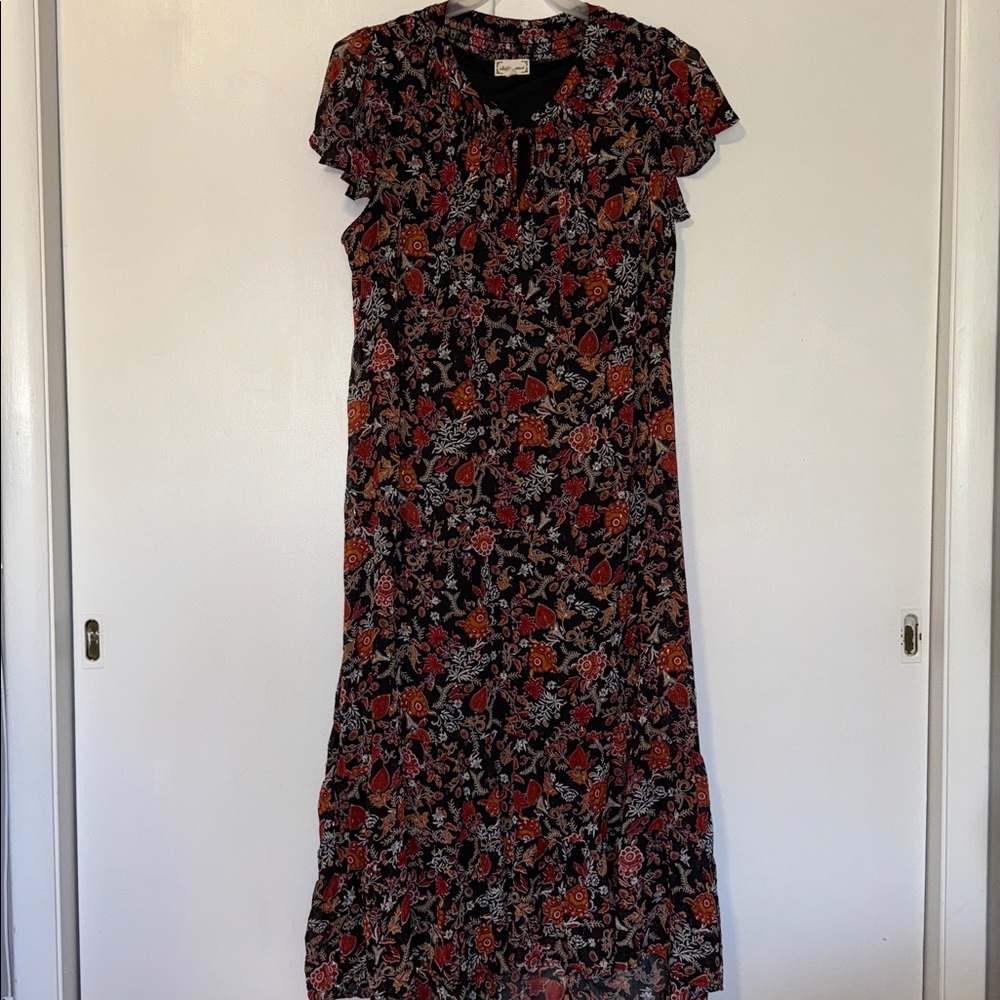 Cloth & Portrait Boho Maxi Dress w Ruffle Hem & Flutter Sleeve Women’s XXL 2X - Picture 3 of 12